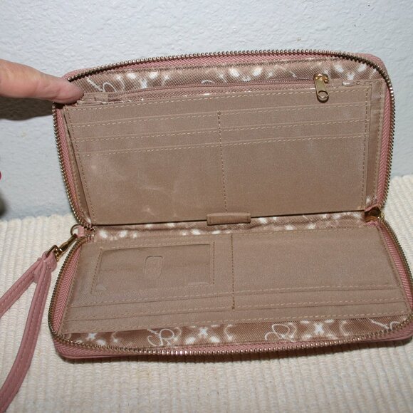 Jessica Simpson Rose Pink Mauve Faux-Leather Wristlet Wallet B-135 - Picture 5 of 7